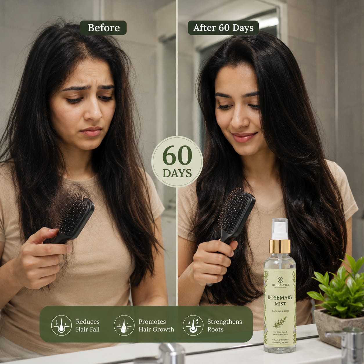 “Stronger Roots. Fuller Hair. Visible Results In 60 Days”